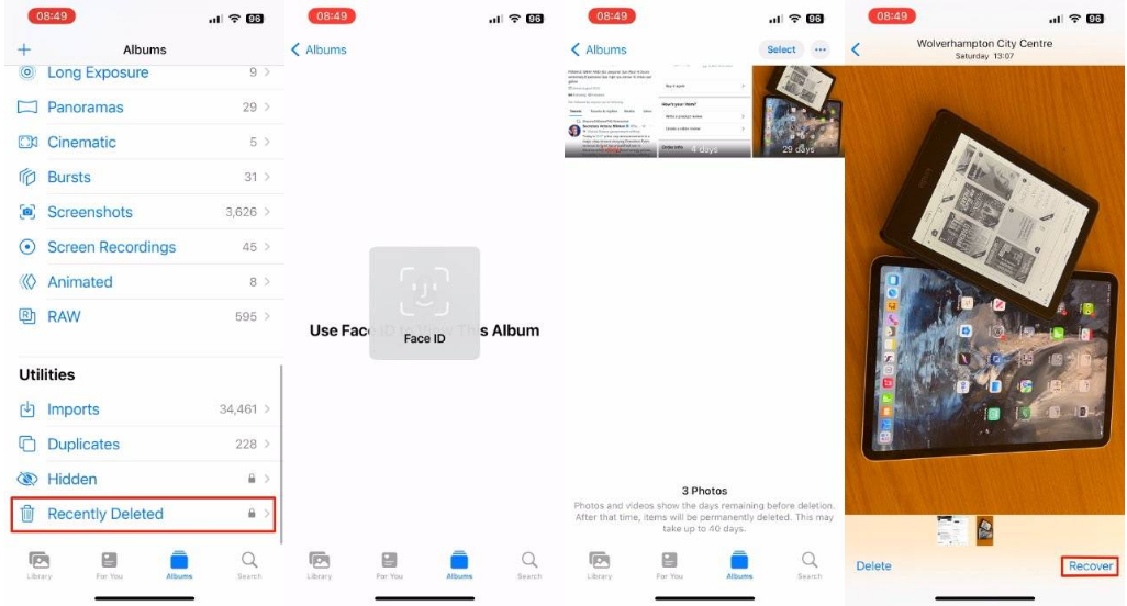 罗平苹果14维修分享 iPhone14 上恢复已删除的照片 