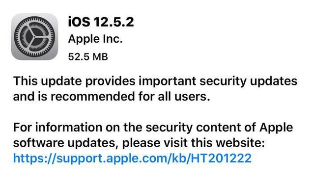 罗平苹果手机维修分享iOS12.5.2发布，建议所有老苹果用户安装 